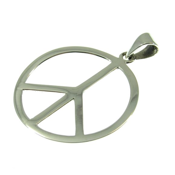 Solid 925 Sterling Silver Peace Sign Hippie Symbol Pendant by Peter Stone - Picture 5 of 6